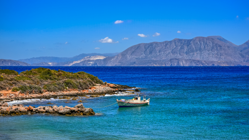 Fishing boat near Ammoudara Beach in Crete